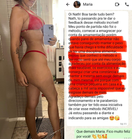 Print de conversa: Maria mantém constância mesmo com criança pequena em casa