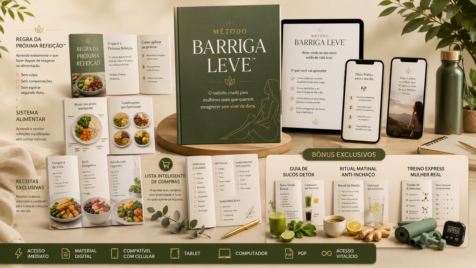 Método Barriga Leve aberto no celular, no tablet e em PDF